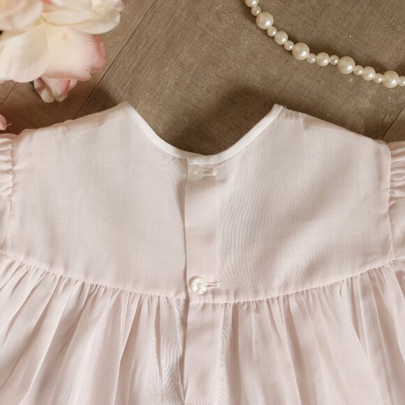 Pink Heirloom Dress Vintage Feltman Brothers Pintucks Lace Inlay RARE FIND NB/3M - Picture 5 of 5